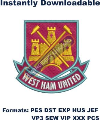 west ham united fc embroidery design